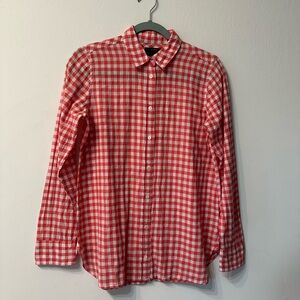 J.CREW Red White Gingham Cotton Collared Button-Up Long Sleeve Shirt Boy Size 2